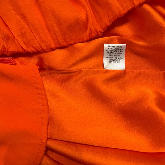 Alice + Olivia 100% SILK Chiffon Orange Sleeveless Bubble Dress SZ L - Picture 8 of 16